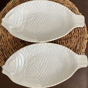 Vintage McCoy Fish plate dish platter Oven Proof 9374 USA 12x7 bluish white